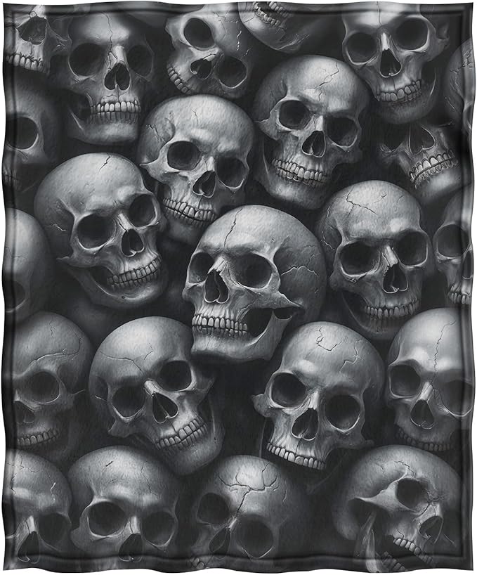 Jekeno Gothic Skull Blanket Gifts for Women Men Girls Boys Mom Wife Husband Dad Halloween Birthday Christmas Skeleton Horror Dark Presents Home Bedroom Living Room Bed Sofa Decor Throw 60"x80"