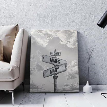 GABITA Personalized Crossroads Street Sign Wall Art for Couples, Anniversary Canvas for Couple, Gift for Valentines Day, Girlfriend Boyfriends Gifts, Custom Poster for Wife and Husband