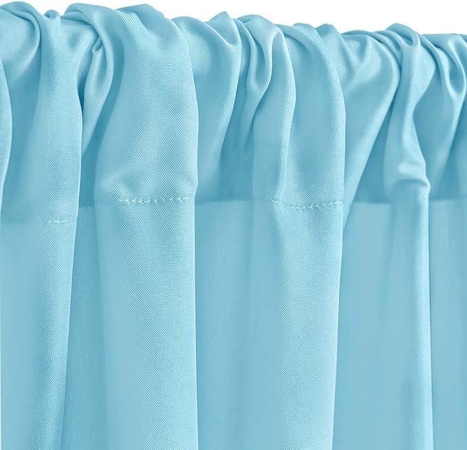 Hiasan Baby Blue Backdrop Curtains for Parties, Polyester Photography Backdrop Drapes for Family Gatherings, Wedding Decorations, 5ftx10ft, Set of 2 Panels