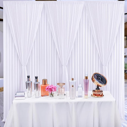 6 Panels White Backdrop Curtain for Parties Wedding Wrinkle Free White Photo Curtains Backdrop Drapes Fabric Decoration for Baby Shower 30ft(W) x 10ft(H)
