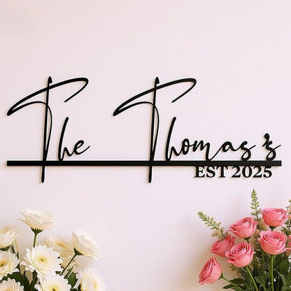 Personalized Family Name Sign,Custom Last Name Sign with Special Day,Custom Metal Wall Decor Sign with Company Slogan,Blessing&Meaningful Phrases for Shop Opening,Anniversary,Valentines Day Gift
