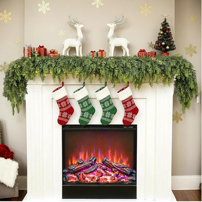6 FT Cedar Garland Artificial Realistic,Christmas Garland,Real Touch Pine Garlands，Christmas Greenery Garlands for Fireplace，Table Mantel Porch Indoor Outdoor Winter Xmas Decoration(1,6FT)