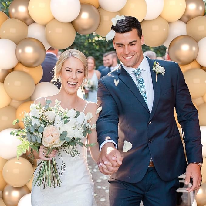 Patimate Beige Blush Neutral Balloons Set, 50 pcs 12 inch Metallic Champagne Blush Beige Sand White Latex Balloons Kit for Bridal Shower Bachelorette Teddy Bear Baby Shower Wedding Party Decorations