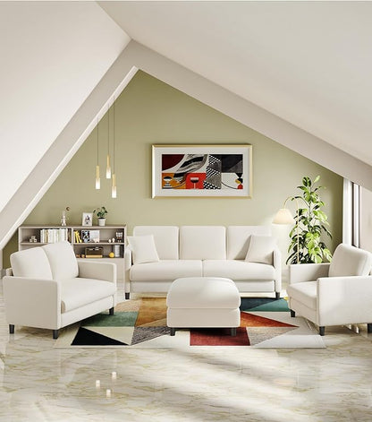 Loveseat Sofa, 51" Love Seat, Comfy Teddy Small Loveseat for Small Spaces, Tool-Free Setup Sofa Couch for Bedroom, All-Wood Couches for Living Room, No Pillow Included, Cream White
