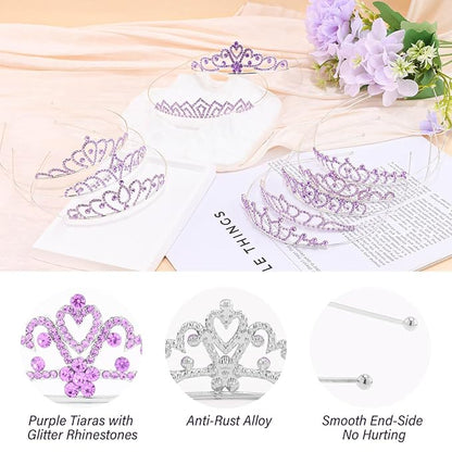 10 Pcs Purple Crowns Rapunzel Tiaras Headband for Women Girls - Bulk Princess Tiara with Purple Crystals for Rapunzel Outfits Costumes Prom Pageants Halloween Cosplay Parties