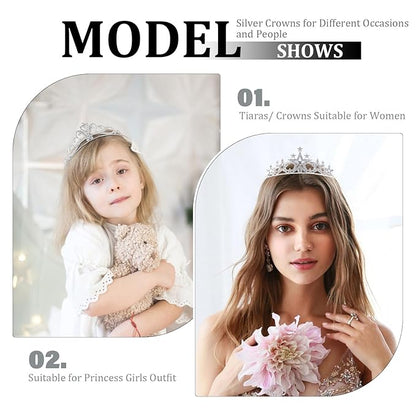 12 Pcs Tiaras Crowns Headbands for Women Girls Silver Princess Tiara Bulk Crown Tiaras Rapunzel Crown for Wedding Birthday Crystal Tiara for Prom, Bride, Pageant, Halloween