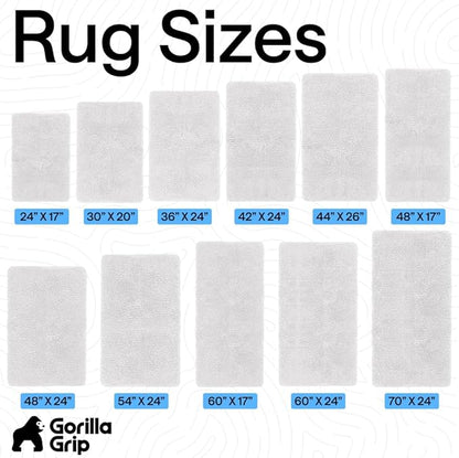 GORILLA GRIP Bath Rug Mat 70x24, Thick Soft Absorbent Chenille, Quick Dry Microfiber Mats, Rubber Backing Washable Shower Floor Rugs, Bathmat Runner, US Designed Bathroom Home Decor Accessories White