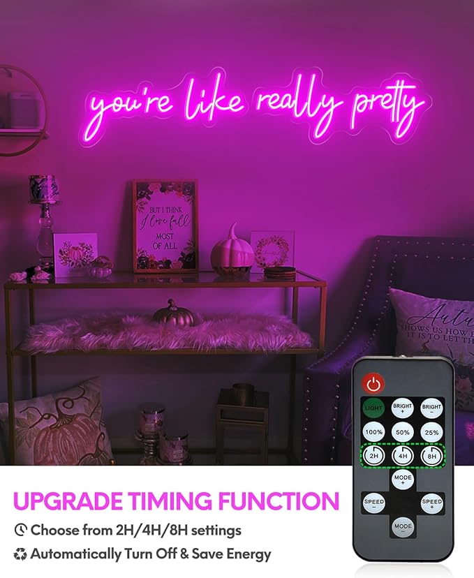 32x7 Inch Large You're Like Really Pretty Neon Signs for Wall Decor, LED Your Like Really Pretty Light Up Sign Wall Art for Salon, Studio