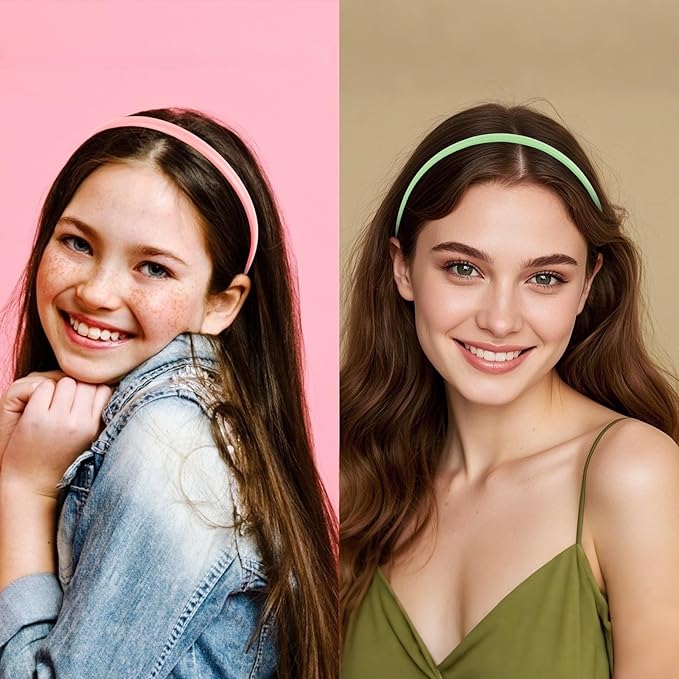 Wecoe 8pcs Headbands for Girls Women 0.4inch Thin Plastic Head Bands for Kids Hair Bands Colorful Hair Accessories for Women Girls