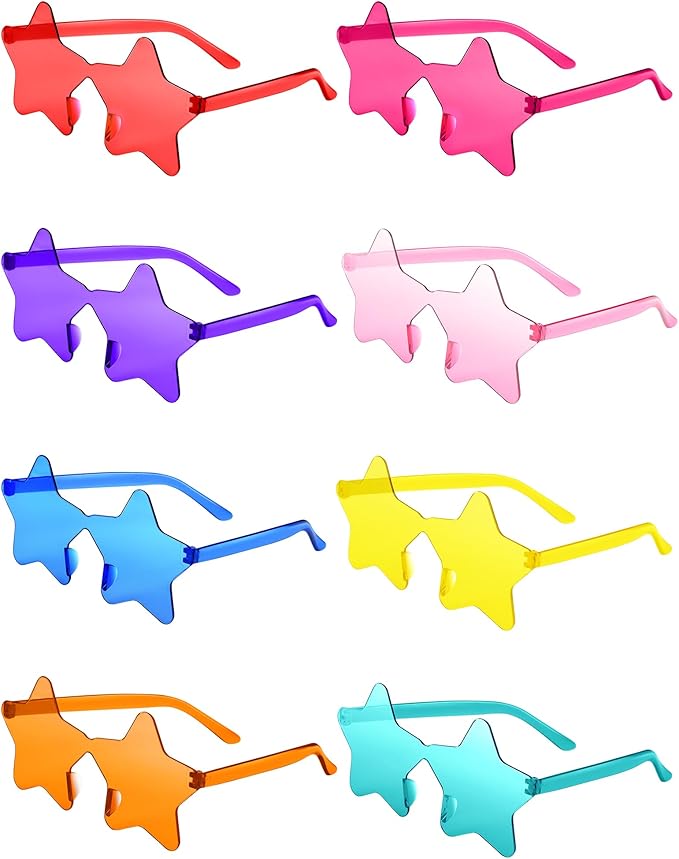 PLULON Star Sunglasses for Women Girls, Color Rimless Star Shaped Sunglasses Bulk for Adults Beach Birthday Swim Pool