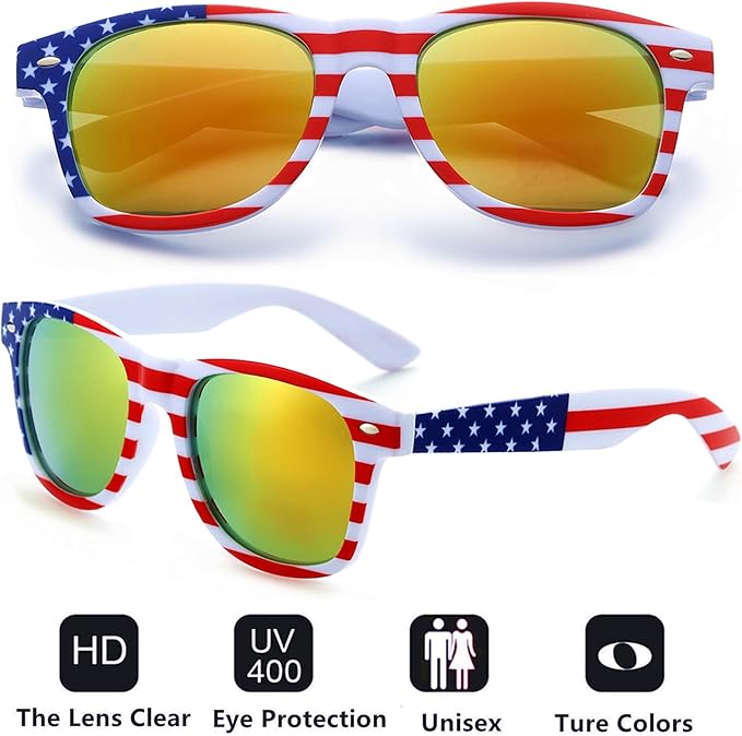 Eyegla Bulk American Sunglasses USA Flag Sunglasses Patriotic Glasses 4th of July Party Supplies-10/20Pack