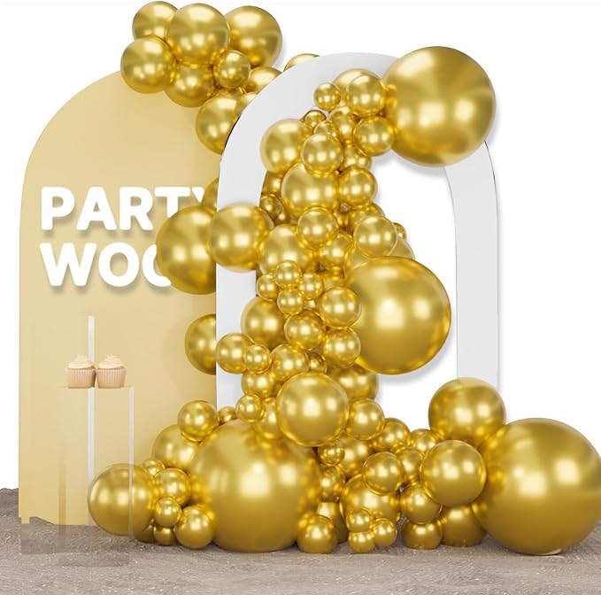 PartyWoo Gold Balloons 155pcs Different Sizes of 18 12 10 5 Inch Gold Balloon Arch Kit Garland for Birthday Wedding Anniversary Baby Shower Graduation Retirement Casino Party Decorations Gold-G101