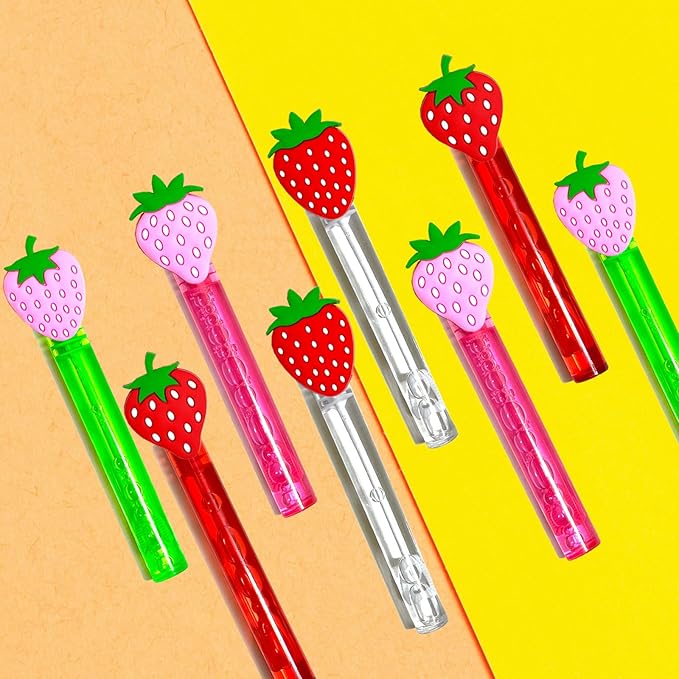 Strawberry Party Favors,24Pcs Strawberry Bubble Wands for Kids,Sweet Berry Bubble Wand for Birthday Party Supplies,Pinata Baby Shower Goodie Bag Stuffers Gift