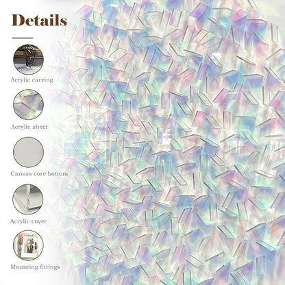 BrightA Rainbow Acrylic Mosaic Wall Art - Multicolor Circular Design with Layered Translucent Panels, Modern Geometric Decor for Living Room and Bedroom in Natural Wood Frame 31.5"x31.5"