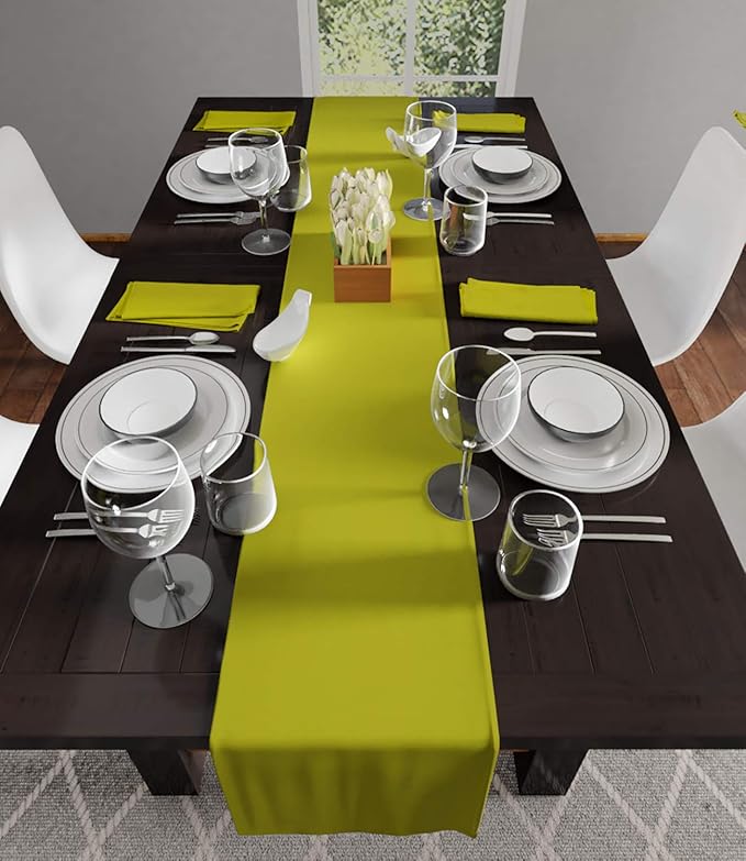Encasa XO Lime Green Cloth Napkins Set of 12, 17"x17" | Solid Color Cotton Dinner Napkins | Washable & Reusable Napkins for Dining Table Fall Decoration, Holiday & Christmas Festivals