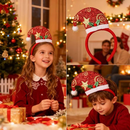 3Pcs Christmas Headbands Cute Santa Claus Antlers Xmas Hat Christmas Hair Accessories Great Fun of Festive for Christmas Party Favors Holiday Favors Photos Booth