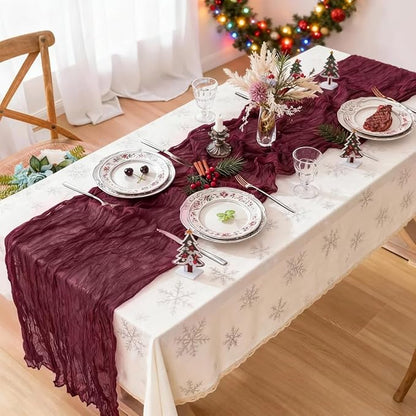 6 Pack Burgundy Table Runner Cheesecloth Gauze Red Table Runner 35x120 Inch Rustic Boho Cheese Cloth Sheer Runner for Wedding Baby Shower Bridal Shower Birthday Party Christmas Decorations
