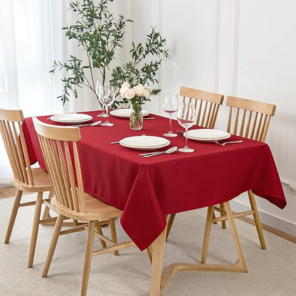 maxmill Jacquard Square Tablecloth Stain Resistant Waterproof Wrinkle Resistant Washable Soft Table Cloth, Fabric Table Cover for Dining Room, Indoor and Outdoor Use, 52 x 52 Inch, Red