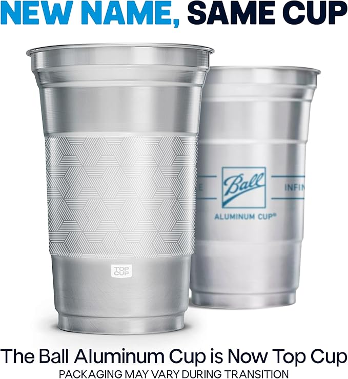 Top Cup by Ball – 16 Ounce, 30 Count, Reusable Aluminum Party Cups | Stealth Design | Cold-Holding, Recyclable, Made in USA