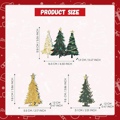 Smile 3 Pcs Wooden Blocks Christmas Decoration Trees Signs, Rustic Centerpieces Wooden Trees, Tiered Tray Decorations for Home Table Shelf Decor.