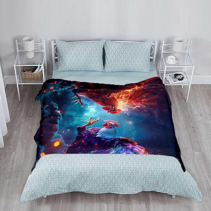 Firmiso Chicken Blanket for Women and Men, Rooster Home Decor for Living and Bed Room, Soft Lightweight Fleece Gift for Adults, 60×80 Inches