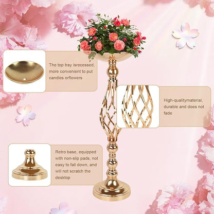 20 Pcs Metal Flower Arrangement Stand, 22.8 Inch Tall Wedding Flower Centerpieces Stand Gold Elegant Metal Flower Vase Candelabra Candle Holder for Wedding Table Decor Birthday Home Decor