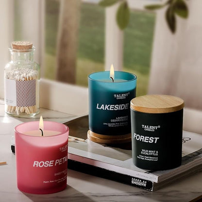 Candles for Home Scented, Natural Soy Wax, Scented Candle Stress Relief and Relaxation, Lavender Cedarwood, Medium Jar, Ideal for Home and Bedroom Decor