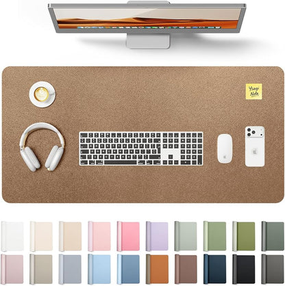 YSAGi Leather Desk Protector, Office Mat, Large Mouse Mat, Non-Slip PU Leather Blotter, Laptop Desk, Waterproof Writing Pad for Office and Home (Bronze, 35.4" x 17")