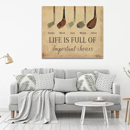 Golf Wall Art Golf Pictures Wall Decor Golfing Canvas Poster Prints Rustic Decorations Painting Framed Artwork Office Home Decor For Bathroom Bedroom Dining Living Room 24"x20"