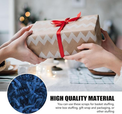ZEBMOON 2 LB Navy Blue Crinkle Cut Paper Shred Filler Great for Gift Wrapping, Basket Filling, Birthday, Wedding, Halloween, Thanksgiving, New Year Party Decorations Filling Supplies