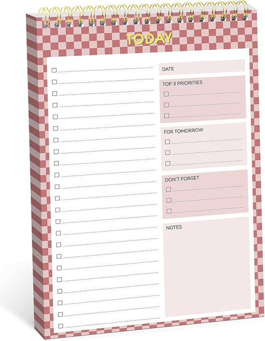 Taja To Do List Notepad - To Do List Notebook for Work with 52 Sheets, 9.8" x 6.5", Undated Daily Planner Perfect for Daily Tasks and Goal Setting, Notepad Suitable for Office, Home & School - Rose Checkered