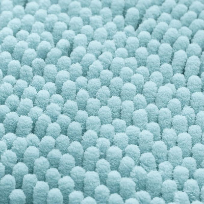 HOMEIDEAS 3 Pieces Bathroom Rugs, Ultra Soft Non Slip Absorbent Chenille Toilet Bath Mat Set (Light Blue)