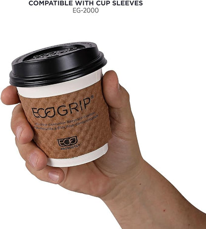 ECO PRODUCTS Compostable Disposable GreenStripe 10oz Coffee Cups, Case of 1000, White Single Wall Hot Paper Cup, Plant Based PLA Lining, Biodegradable