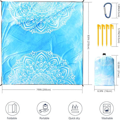 AISPARKY Beach Blanket Waterproof Sandproof, Oversized Large Beach Mat 79" X 83"/120"x108" for 1-8 Adults, Quick Drying&Compact&Lightweight, Picnic Mat Vacation Essentials for Beach Camping Travel