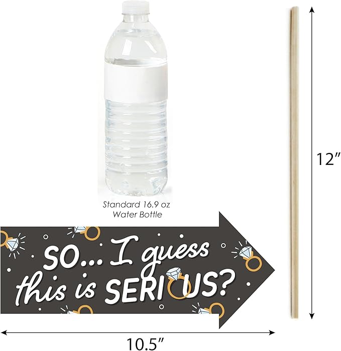 Photo Booth Props Kit for Engagement Party - 10-Piece Speech Bubble and Arrow Set, Premium Cardstock Photo Props with Assembly Sticks - Black