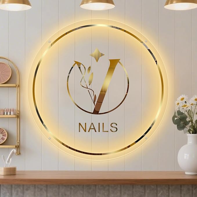 Custom Business Logo Neon Sign,Custom Acrylic Backlit Neon LOGO Signs with Metal,Personalized LED Logo Customize Logo for Beauty Salons, Cafes, Offices, Studio Sign, Boutique, Outdoor