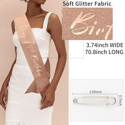 Crown and Pearl Pin Set for 18th Birthday - It's My 18th Birthday Sash, Tiara, Cake Topper, Decorations and Gift for Her