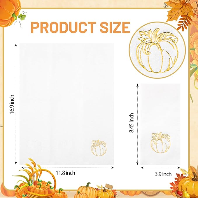 50PCS Thanksgiving Pumpkin Napkins - Heavy Duty Fall Pumpkin Paper Napkins - Thanksgiving Disposable Hand Towels for Friendsgiving Table Decor Party Supplies
