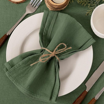 Socomi Cloth Napkins Green Fall Thanksgiving Washable Reusable Bulk Linen Cotton Napkins Set of 20 17"x17" for Wedding Party Bridal Baby Shower Birthday Dining Table Decorations