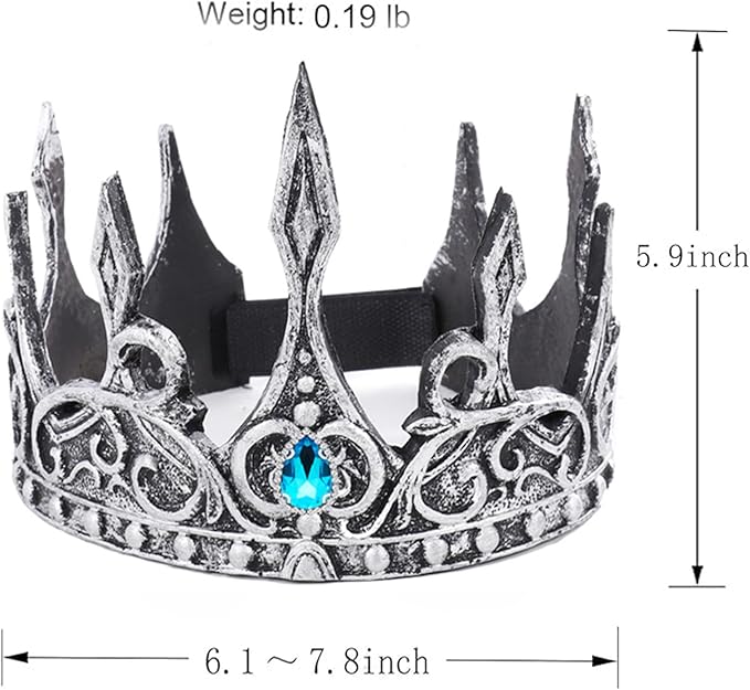 DothRayan Royal King Crown for Cosplay Prop Holiday Party, Halloween Costume Prom Party, Adjustable Royal Crown Prince Tiara