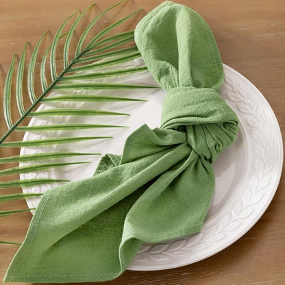 Socomi Cloth Napkins Sage Green Fall Thanksgiving Washable Reusable Bulk Linen Cotton Napkins Set of 6 17"x17" for Wedding Party Bridal Baby Shower Birthday Dining Table Decorations