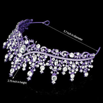 TOBATOBA Tiaras for Women, Dark Purple Tiara Crowns for Women, Wedding Tiara for Bride Queen Crown, Royal Princess Quinceanera Headpieces for Birthday Prom Pageant Halloween Cosplay Accessories