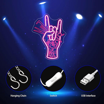 Neon Sign, Hair Salon Neon Signs for Wall Decor Neon Pink LED Signs 3D Engrave Salon Neon Light Up Signs Home Decor for Business Bedroom Club Party Bars Shop USB Operated