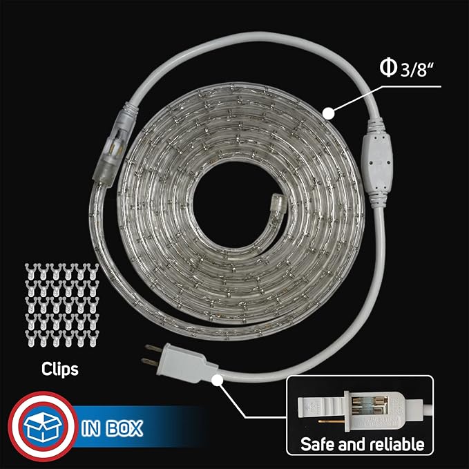 Russell Decor LED Rope Lights Festival Holiday Party Seasonal Christmas Decoration 30ft - 200ft Customized Available (Red, 10)