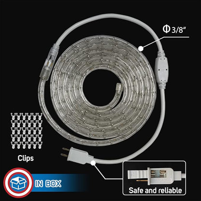 Russell Decor LED Rope Lights Festival Holiday Party Seasonal Christmas Decoration 30ft - 200ft Customized Available (Cool White, 20)