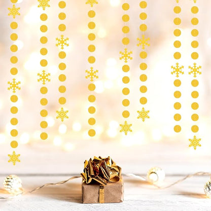 Snowflake Snow Gold Christmas Party-Decorations Garland - 61Ft Winter Wonderland Frozen Hanging Paper Streamers Banner,Birthday New Year Supplies Decor Ouruola