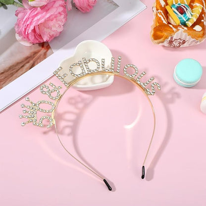 Sibba 50th Birthday Decorations for Women, Crown Headband 50th Birthday Decorations Queen Crown Gifts Birth day Accessories Party Decoration, Gold
