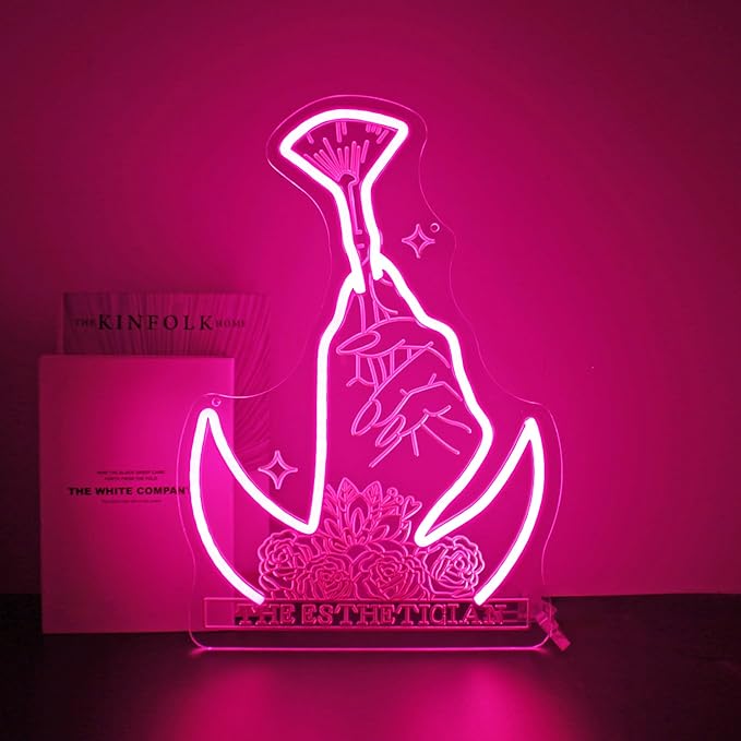 Neon Sign, Nails Salon Neon Signs for Wall Decor Neon Pink LED Signs 3D Engrave Neon Light Up Signs Home Decor for Business Bedroom Club Party Bars Shop USB Operated