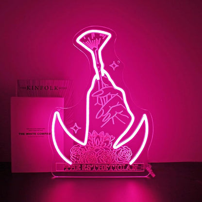 Neon Sign, Nails Salon Neon Signs for Wall Decor Neon Pink LED Signs 3D Engrave Neon Light Up Signs Home Decor for Business Bedroom Club Party Bars Shop USB Operated