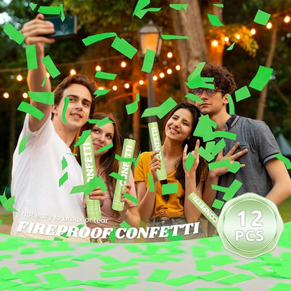 Confetti Cannon Green Biodegradable Confetti Poppers 12Pack Party Poppers Confetti Shooters Green Confetti Sticks for Wedding Graduation Engagement Anniversary Bridal Shower Valentines Day Birthday